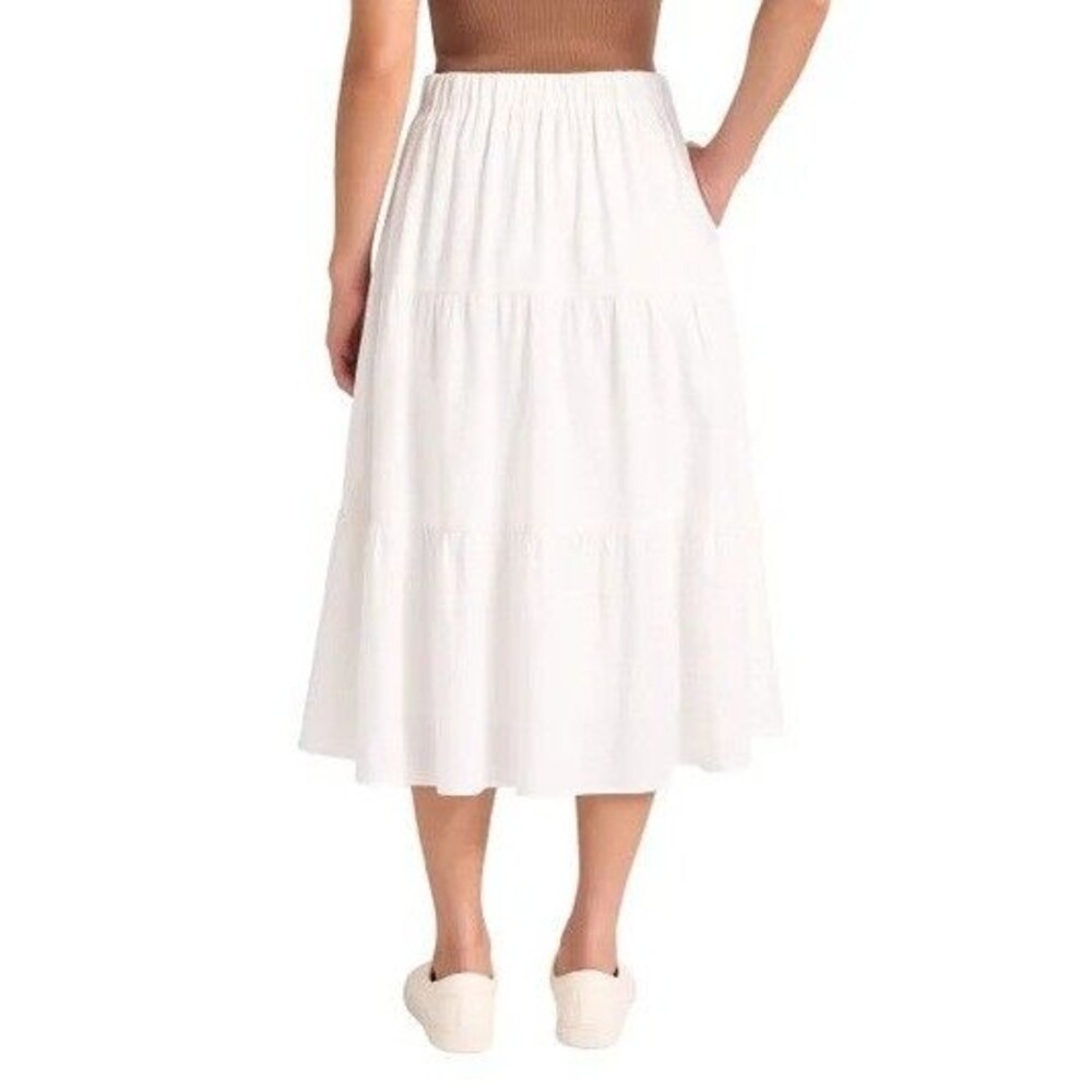 Matty M Women's 3 Tiered Midi Skirt White Lined NWT - Picture 3 of 3